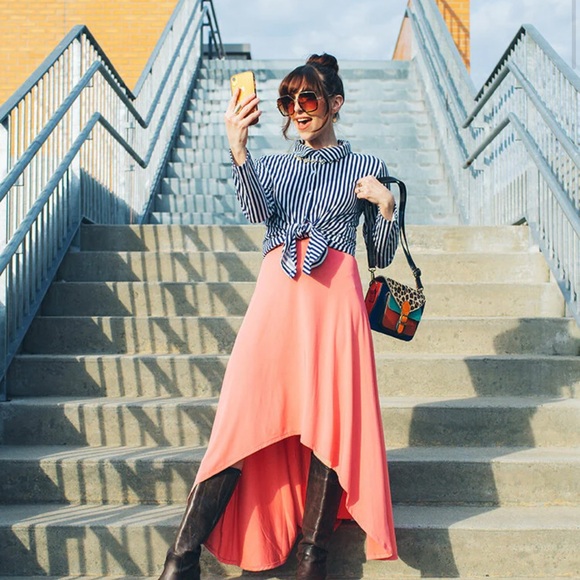 NWT LuLaRoe Women’s Olivia High/Low Maxi Skirt XL Black with Red Poppies Floral - Picture 7 of 7